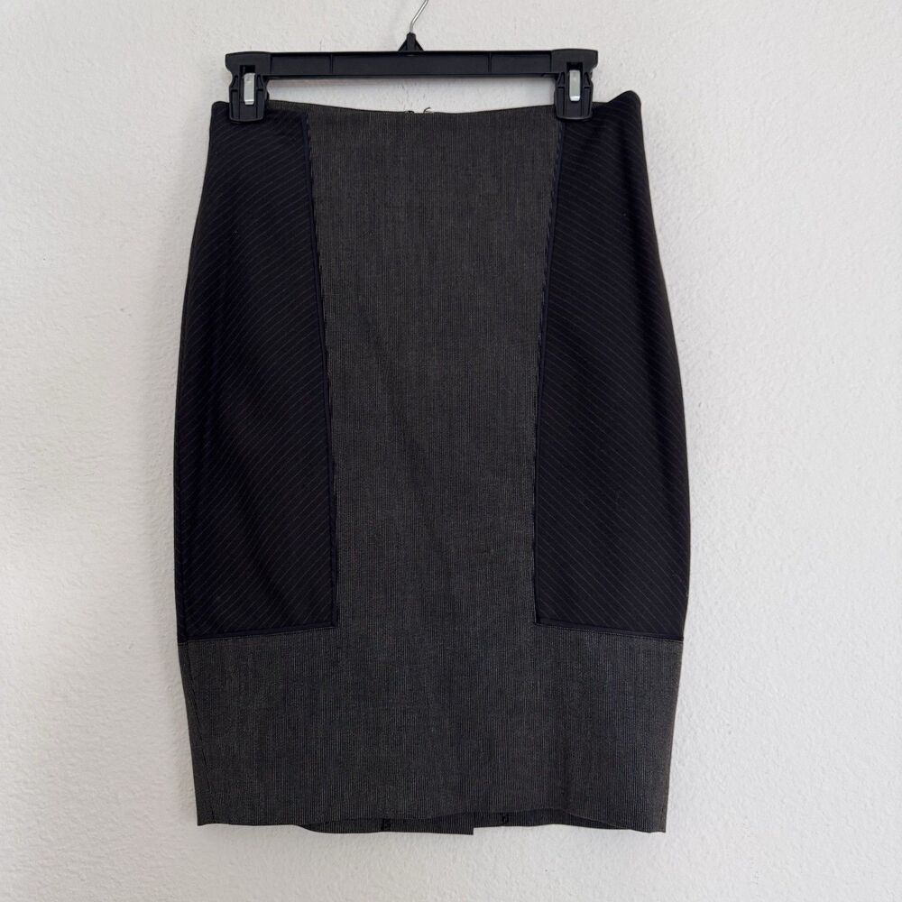 Bebe Womens Pencil Skirt Y2K Grey Size 2 Office Siren Classic Elegant